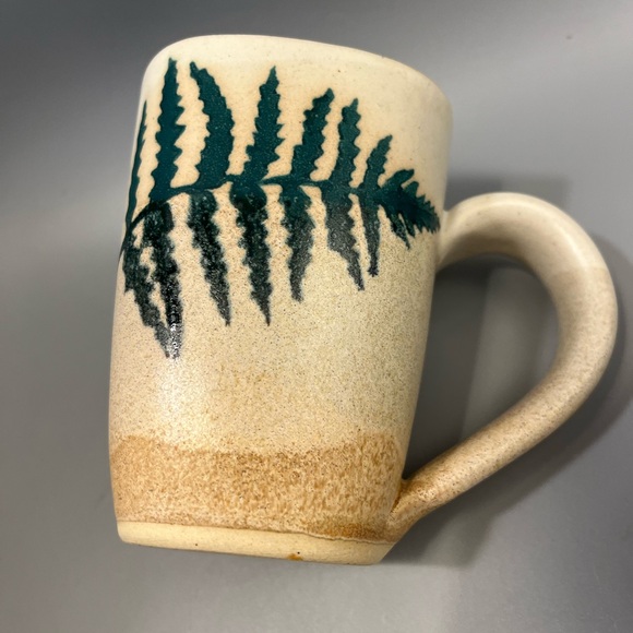 Set  of 4 Stegall Art Studio Pottery Fern Coffee or Tea Mugs Cabin Rustic tans - Picture 7 of 15